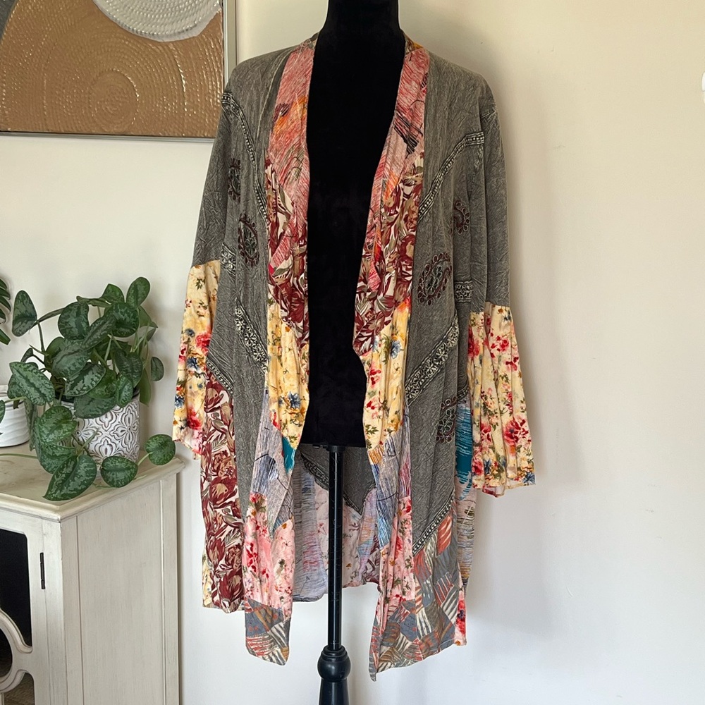 Young Threads Patchwork Bohemian-Style Kimono Car… - image 2